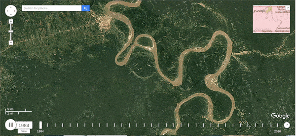 A time lapse of the flow of the Ucayali River between 1984 and 2015